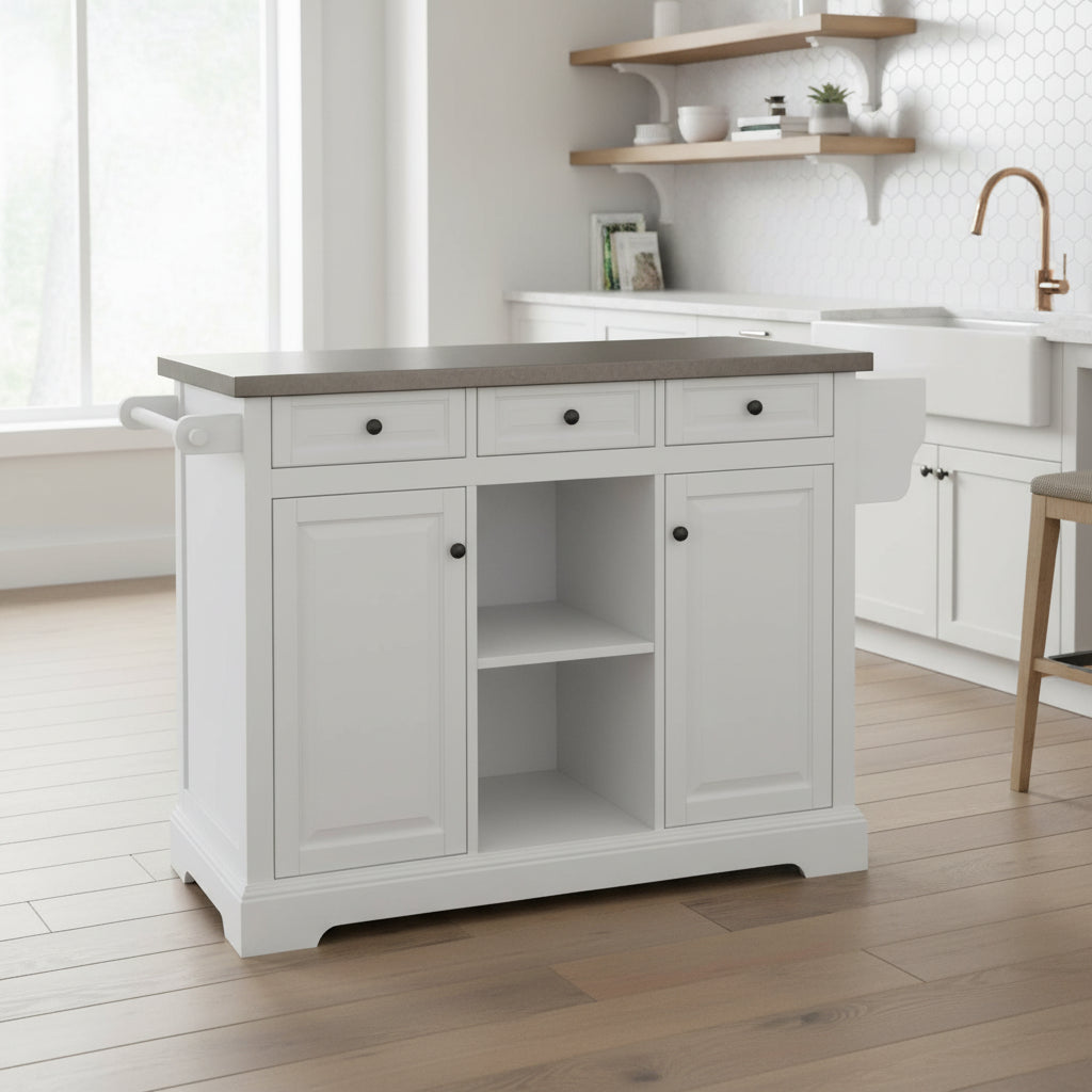 Rolling Kitchen Island With Storage(no include stool)