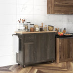 Îlot de cuisine roulant à trois armoires sur roulettes (tabouret non inclus)