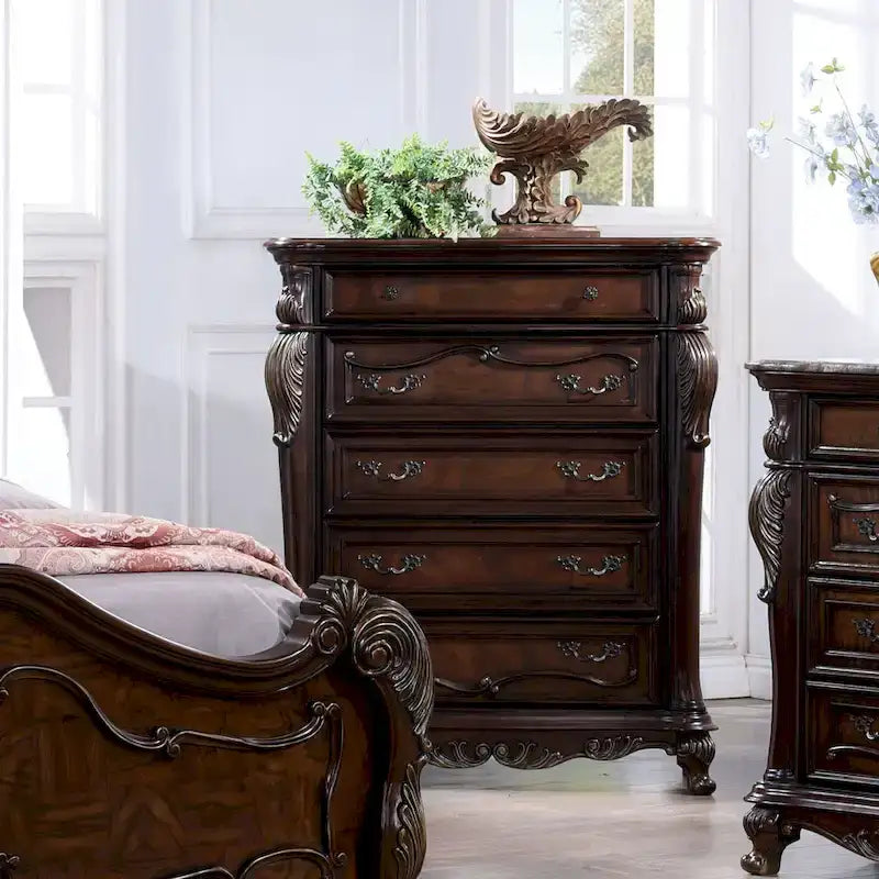 Chambre à coucher traditionnelle 6 pièces en bois massif