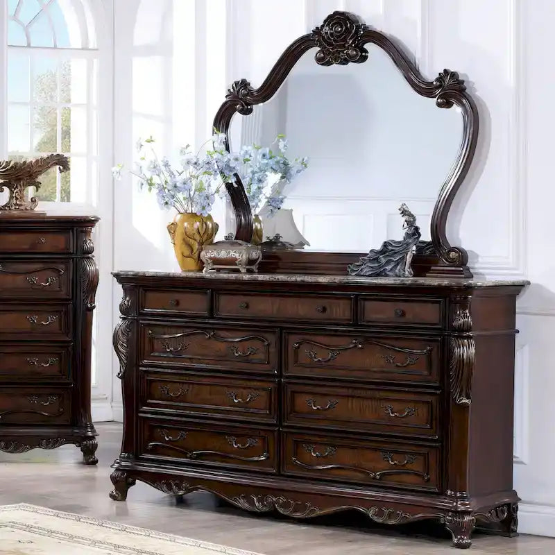 Chambre à coucher traditionnelle 6 pièces en bois massif
