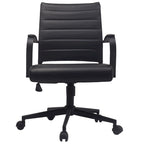Chaise de bureau moderne, chaise de salle de conférence exécutive à dossier mi-haut en cuir PU avec roulettes et accoudoirs