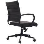 Chaise de bureau moderne, chaise de salle de conférence exécutive à dossier mi-haut en cuir PU avec roulettes et accoudoirs