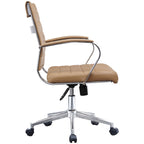 Chaise de bureau moderne, chaise de salle de conférence exécutive à dossier mi-haut en cuir PU avec roulettes et accoudoirs