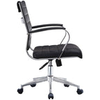 Chaise de bureau moderne, chaise de salle de conférence exécutive à dossier mi-haut en cuir PU avec roulettes et accoudoirs