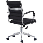 Chaise de bureau moderne, chaise de salle de conférence exécutive à dossier mi-haut en cuir PU avec roulettes et accoudoirs