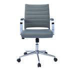 Chaise de bureau moderne, chaise de salle de conférence exécutive à dossier mi-haut en cuir PU avec roulettes et accoudoirs