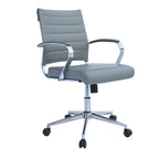 Chaise de bureau moderne, chaise de salle de conférence exécutive à dossier mi-haut en cuir PU avec roulettes et accoudoirs