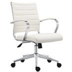 Chaise de bureau moderne, chaise de salle de conférence exécutive à dossier mi-haut en cuir PU avec roulettes et accoudoirs