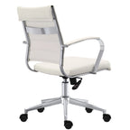 Chaise de bureau moderne, chaise de salle de conférence exécutive à dossier mi-haut en cuir PU avec roulettes et accoudoirs