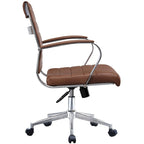 Chaise de bureau moderne, chaise de salle de conférence exécutive à dossier mi-haut en cuir PU avec roulettes et accoudoirs