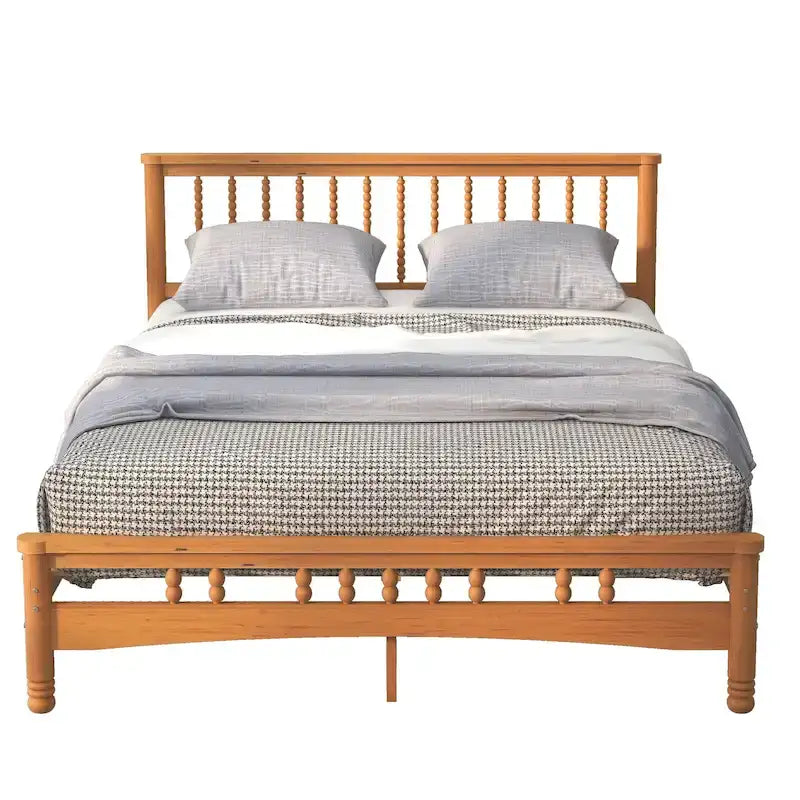 Lit plateforme Queen size en bois de style élégant en chêne avec tête de lit pour chambre à coucher