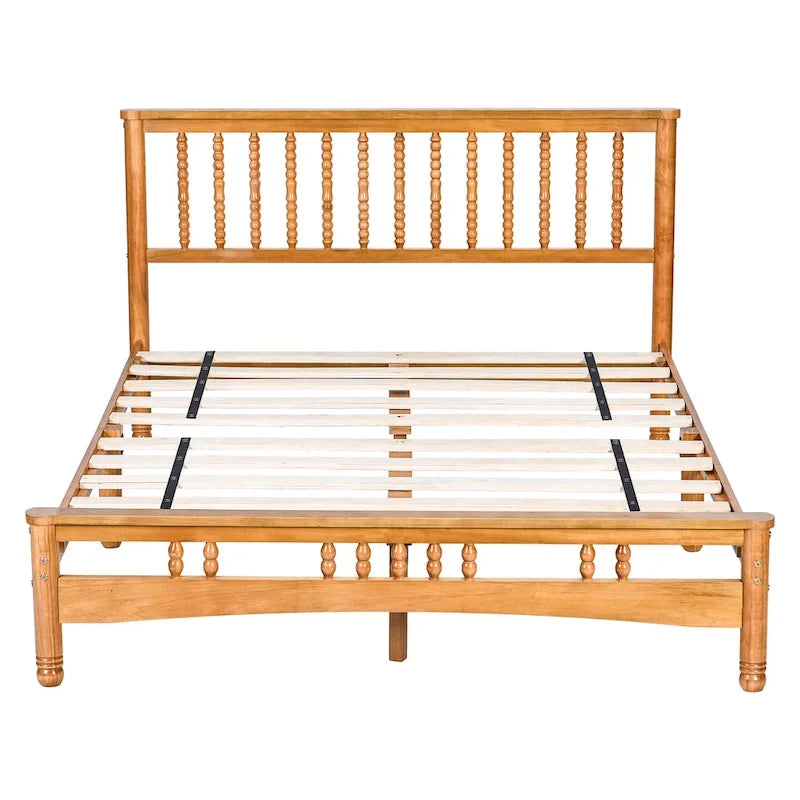 Lit plateforme Queen size en bois de style élégant en chêne avec tête de lit pour chambre à coucher