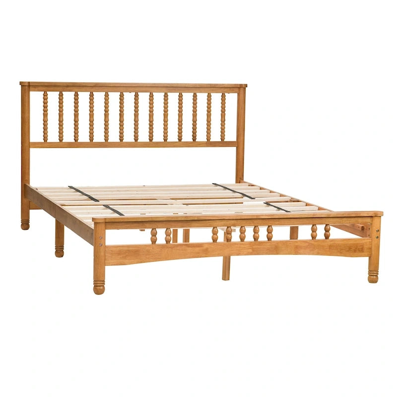 Lit plateforme Queen size en bois de style élégant en chêne avec tête de lit pour chambre à coucher