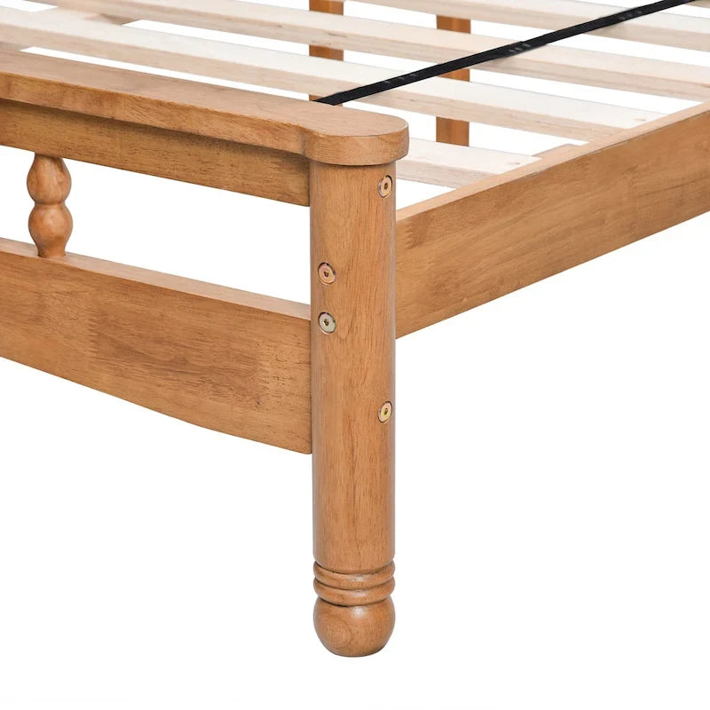 Lit plateforme Queen size en bois de style élégant en chêne avec tête de lit pour chambre à coucher