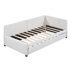 Lit de repos double en lin avec lit gigogne et design semi-fermé