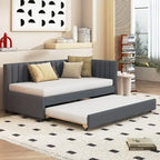 Lit de repos double en lin avec lit gigogne et design semi-fermé
