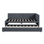 Lit de repos double en lin avec lit gigogne et design semi-fermé