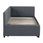 Lit de repos double en lin avec lit gigogne et design semi-fermé