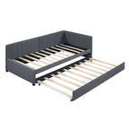 Lit de repos double en lin avec lit gigogne et design semi-fermé