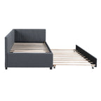 Lit de repos double en lin avec lit gigogne et design semi-fermé