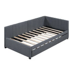 Lit de repos double en lin avec lit gigogne et design semi-fermé