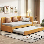 Lit de repos double en lin avec lit gigogne et design semi-fermé