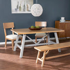 Table de salle à manger en bois naturel/gris de style ferme moderne