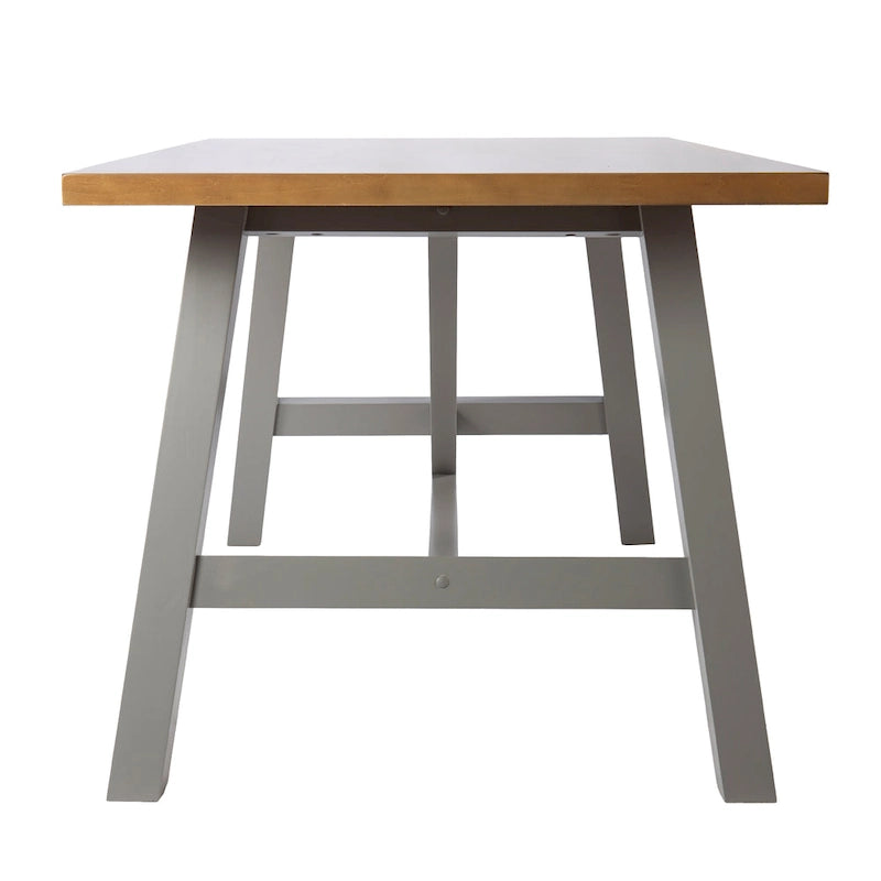 Table de salle à manger en bois naturel/gris de style ferme moderne