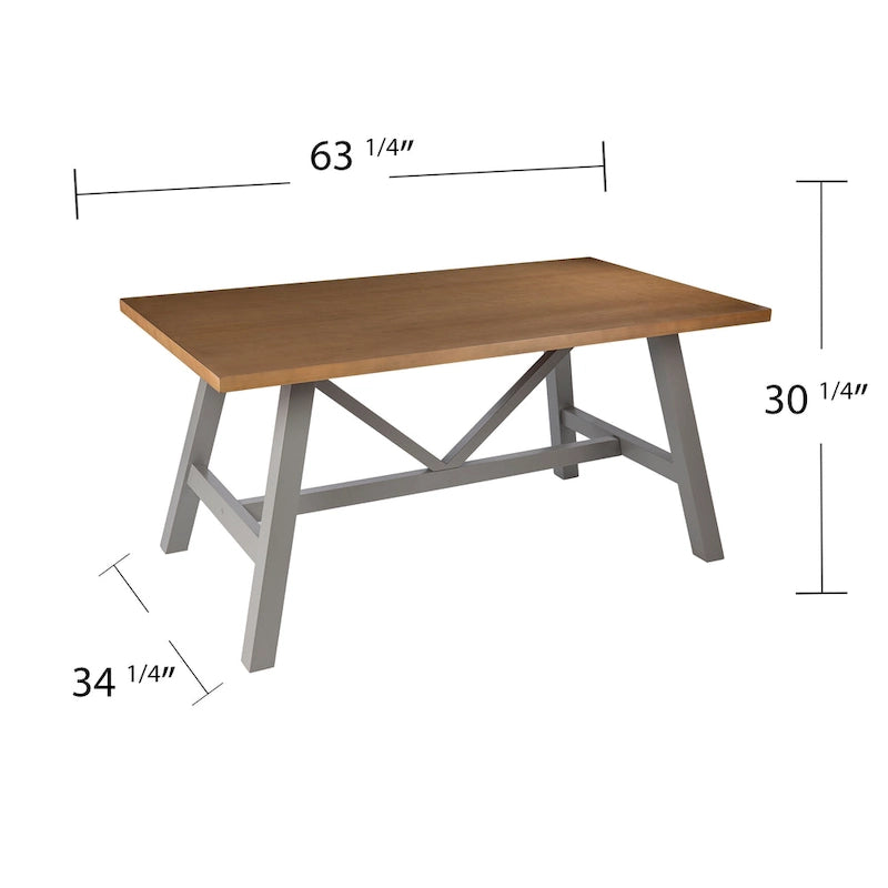 Table de salle à manger en bois naturel/gris de style ferme moderne