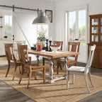 Table de salle à manger Eleanor 198 cm en chêne avec piètement à tréteaux à pieds tournés par