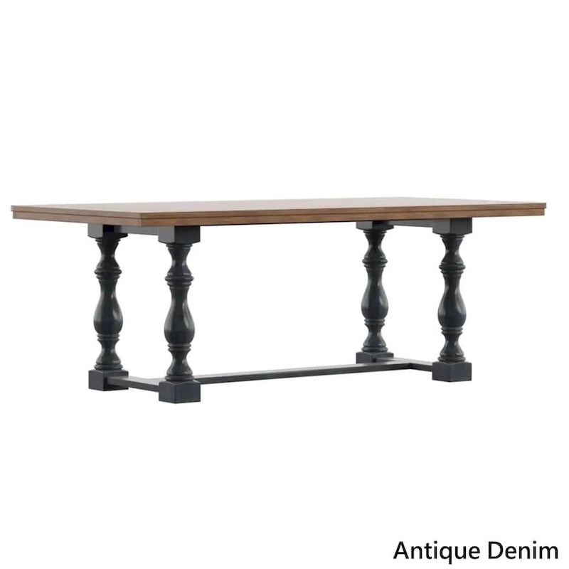Table de salle à manger Eleanor 198 cm en chêne avec piètement à tréteaux à pieds tournés par