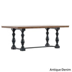 Table de salle à manger Eleanor 198 cm en chêne avec piètement à tréteaux à pieds tournés par