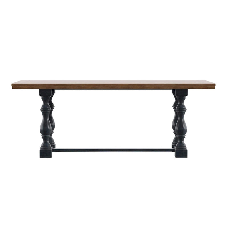 Table de salle à manger Eleanor 198 cm en chêne avec piètement à tréteaux à pieds tournés par