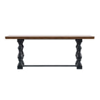 Table de salle à manger Eleanor 198 cm en chêne avec piètement à tréteaux à pieds tournés par