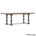 Table de salle à manger Eleanor 198 cm en chêne avec piètement à tréteaux à pieds tournés par