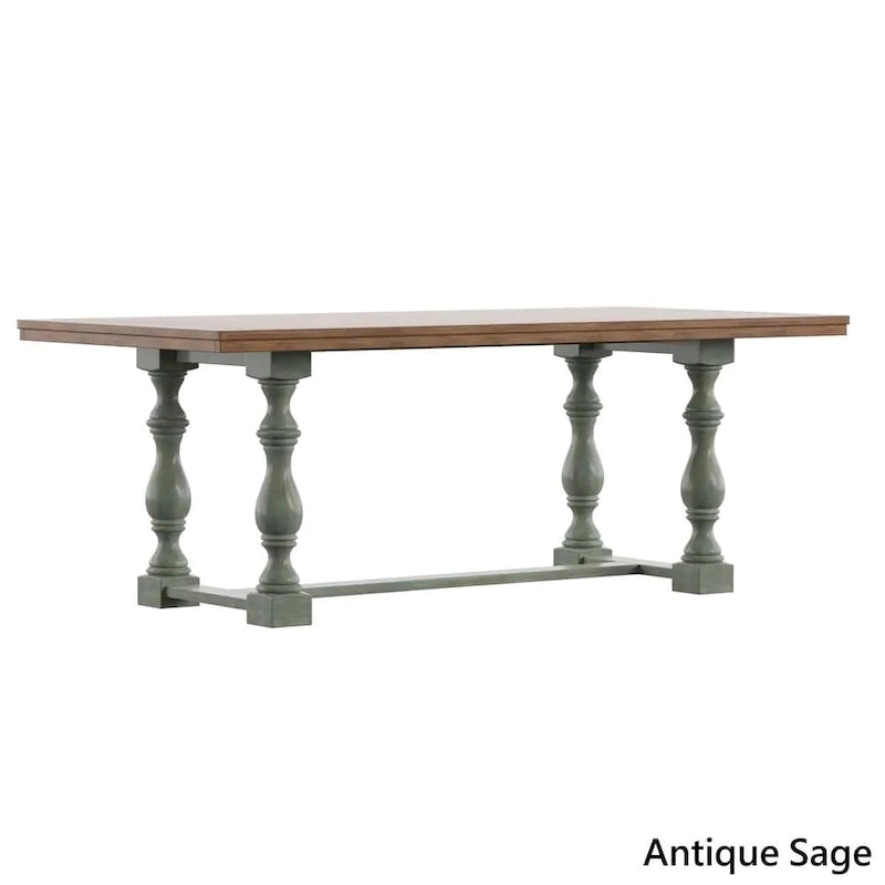 Table de salle à manger Eleanor 198 cm en chêne avec piètement à tréteaux à pieds tournés par