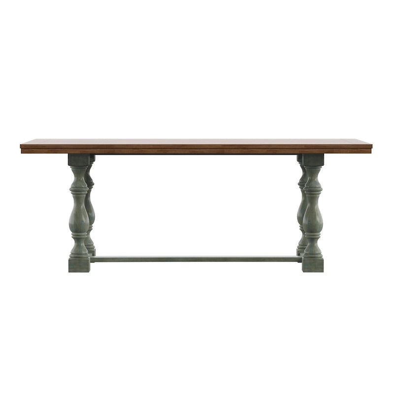 Table de salle à manger Eleanor 198 cm en chêne avec piètement à tréteaux à pieds tournés par