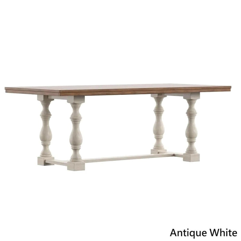 Table de salle à manger Eleanor 198 cm en chêne avec piètement à tréteaux à pieds tournés par