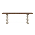 Table de salle à manger Eleanor 198 cm en chêne avec piètement à tréteaux à pieds tournés par