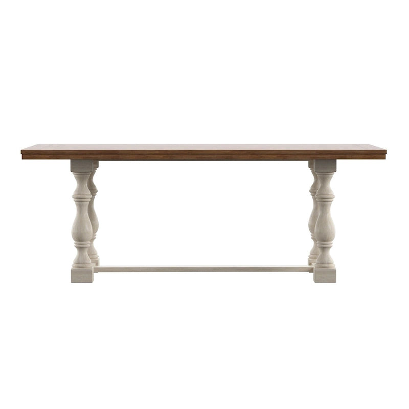 Table de salle à manger Eleanor 198 cm en chêne avec piètement à tréteaux à pieds tournés par