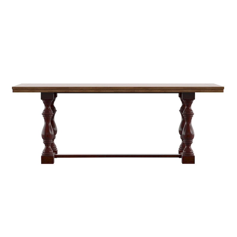 Table de salle à manger Eleanor 198 cm en chêne avec piètement à tréteaux à pieds tournés par