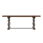 Table de salle à manger Eleanor 198 cm en chêne avec piètement à tréteaux à pieds tournés par