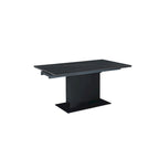 Table à manger Katana en pierre frittée extensible avec piétement en bois et base en verre