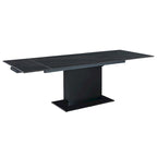 Table à manger Katana en pierre frittée extensible avec piétement en bois et base en verre