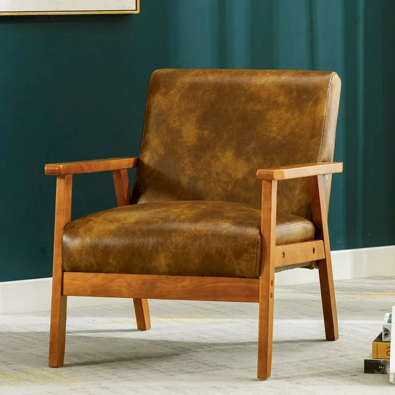 Fauteuil de salon en bois avec assise rembourrée