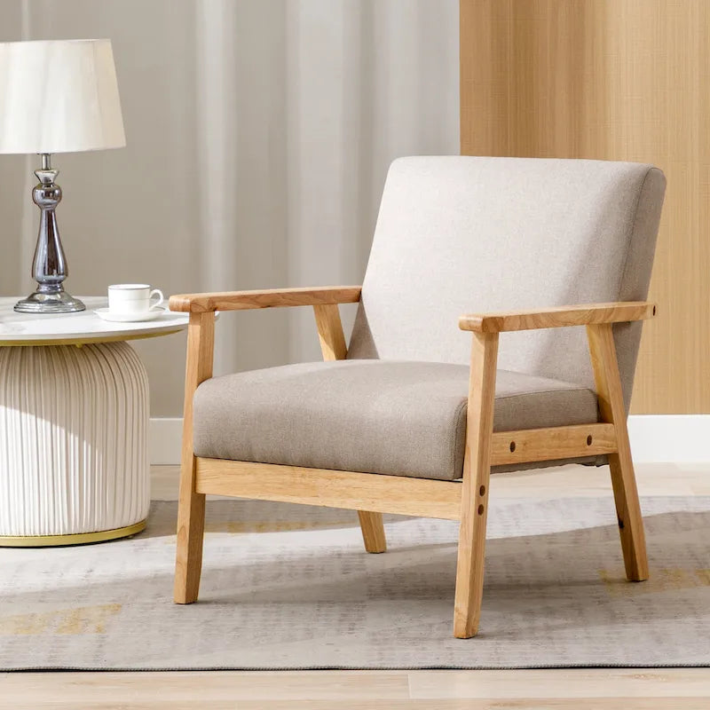 Fauteuil de salon en bois avec assise rembourrée