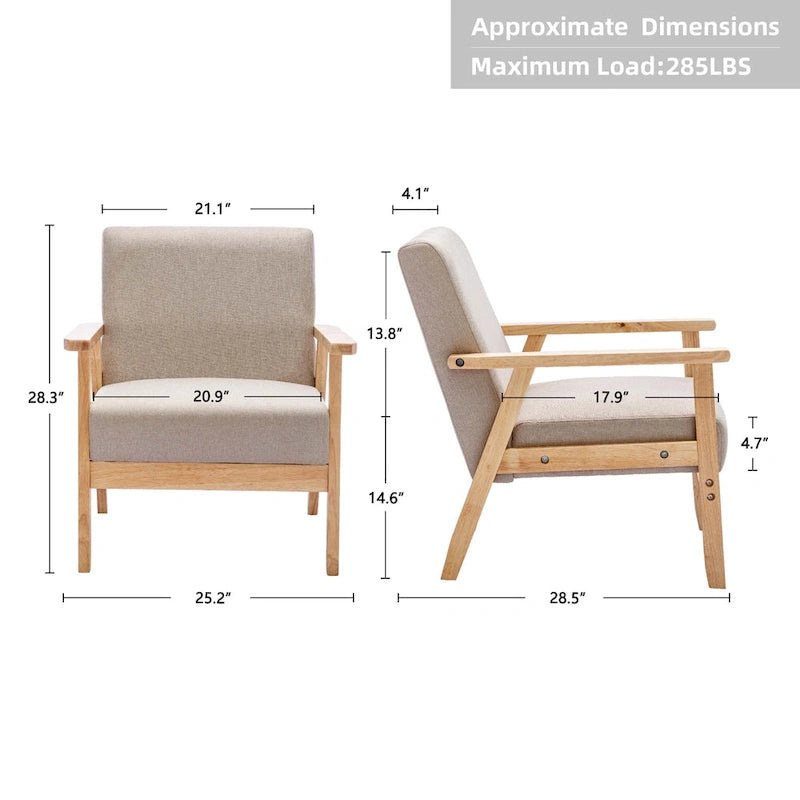 Fauteuil de salon en bois avec assise rembourrée