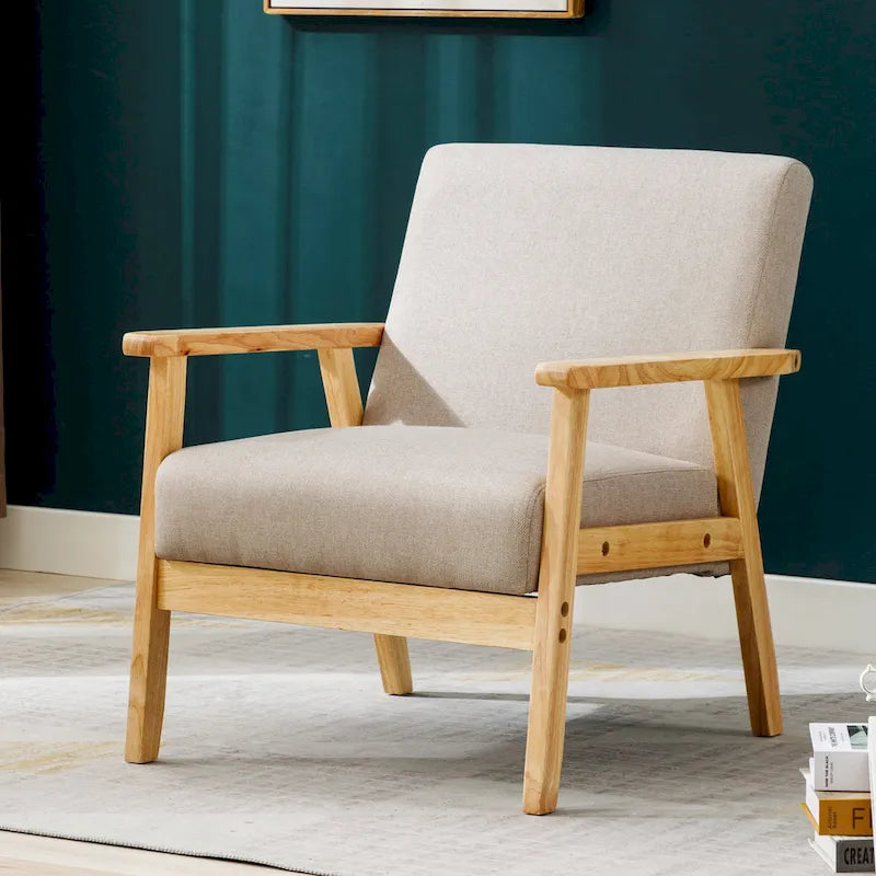Fauteuil de salon en bois avec assise rembourrée