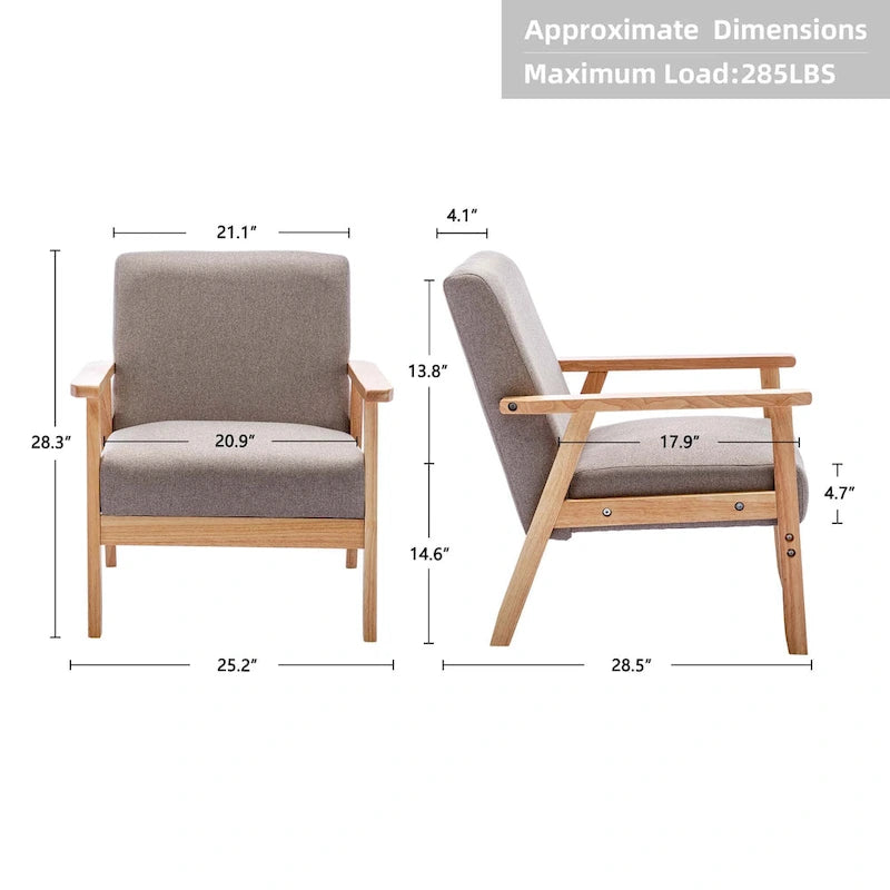 Fauteuil de salon en bois avec assise rembourrée