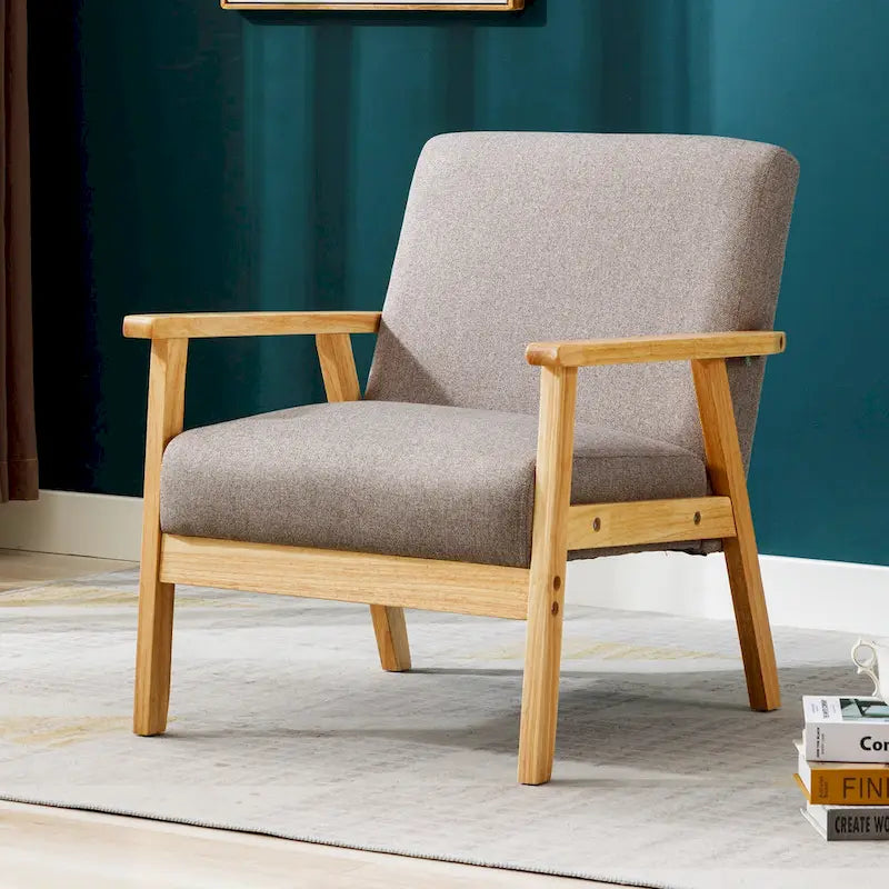 Fauteuil de salon en bois avec assise rembourrée